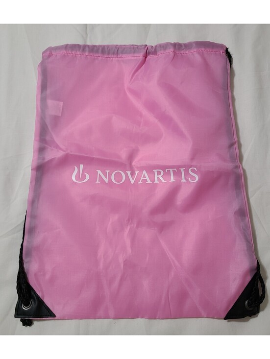Novartis Drawstring Bag Back Sack Size Medium Pink Storage Pharmaceuticals Pouch